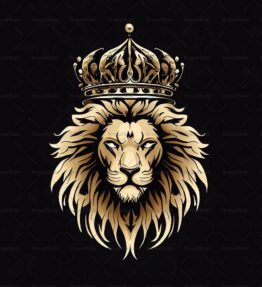 Majestätischer Löwe und Krone